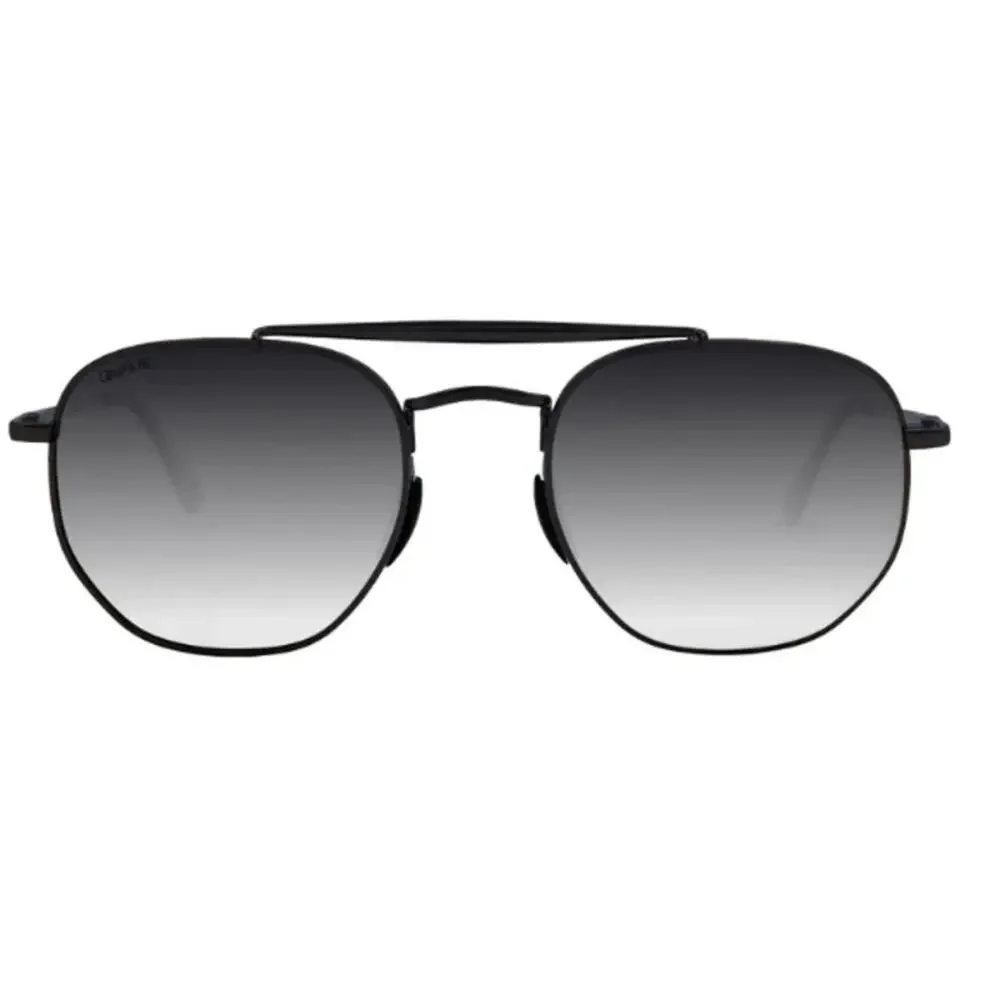 Mens Navigator Smoke Gradient Lens Black Metal Frame Geometric Sunglasses New